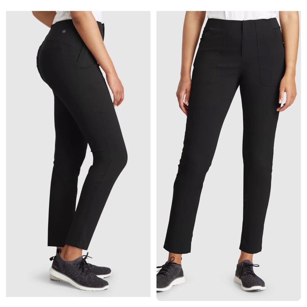 NWT Eddie Bauer Sightscape Horizon Ankle Pants Stretchy In Black Size 14 Petite
